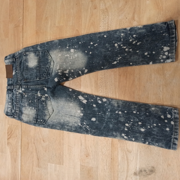 GS-115 Denim boy's Jeans Sz 5 Blue Acid Wash Distressed Ribbed Straig - Picture 3 of 8